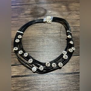 Leather Diamond Choker Necklace